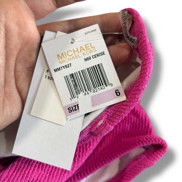 NEW Michael Kors Pink One Piece Swimsuit Size 6 Cut Out Monokini Beach Swim NWT - Picture 7 of 8